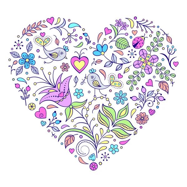 Coeur de valentines florales — Image vectorielle