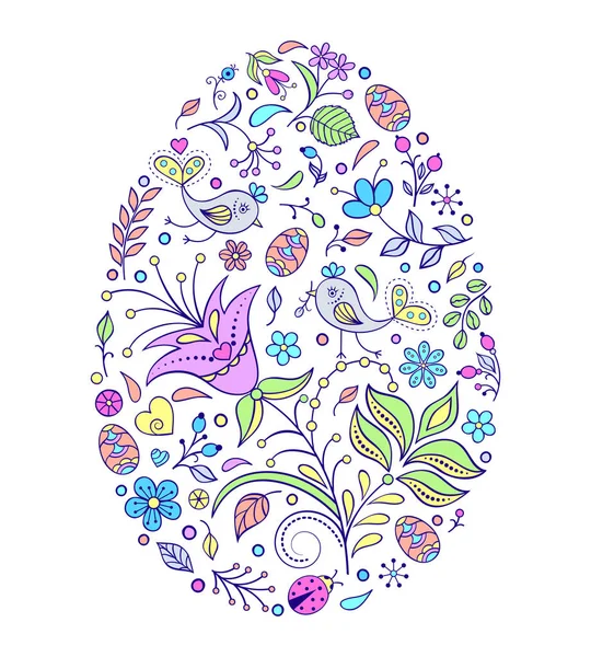 Œuf de Pâques floral — Image vectorielle