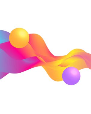 3 d topları ve renkli dalgalar