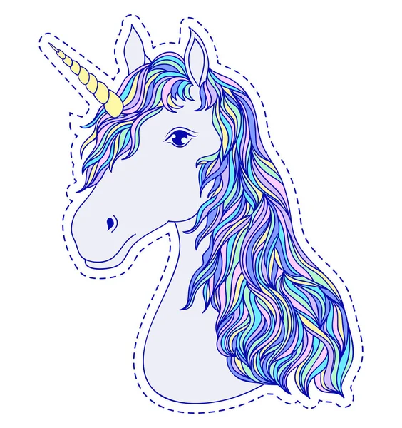 Kepala tangan ditarik unicorn - Stok Vektor