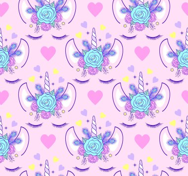 Tek boynuzlu at başkanı ile desen