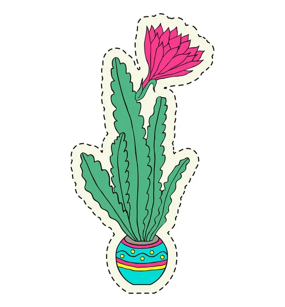 Flor dibujada a mano en olla — Vector de stock