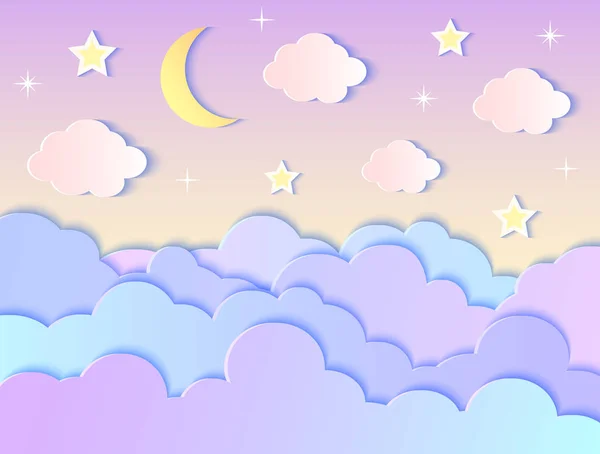 雲と星と月 — ストックベクタ