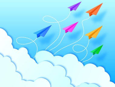 uçaklar, mavi gökyüzü ve bulutlar