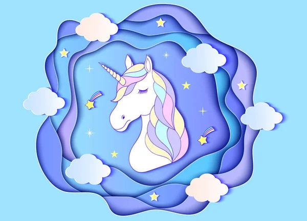 Jefe de unicornio de papel — Vector de stock