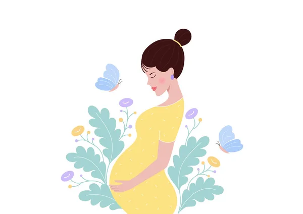 Dreaming pregnant woman — Stock Vector