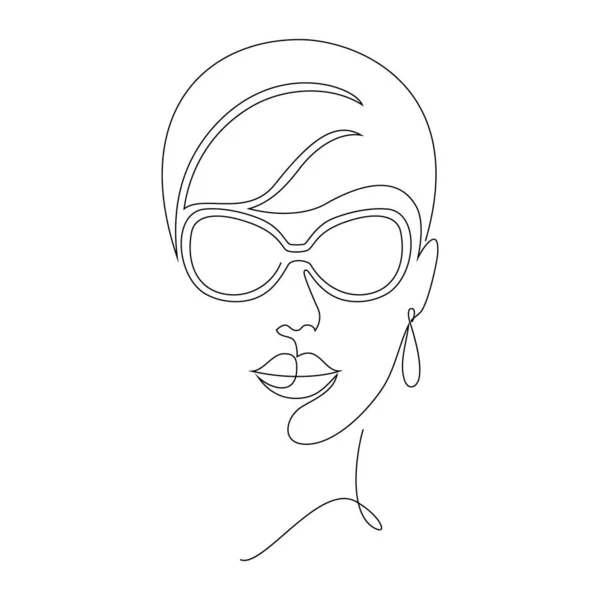 Minimal visage de femme — Image vectorielle