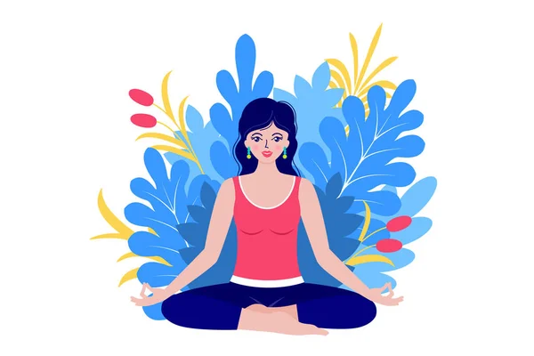 Ung kvinna mediterar — Stock vektor