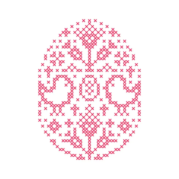 Embroidered Easter egg — Stock Vector