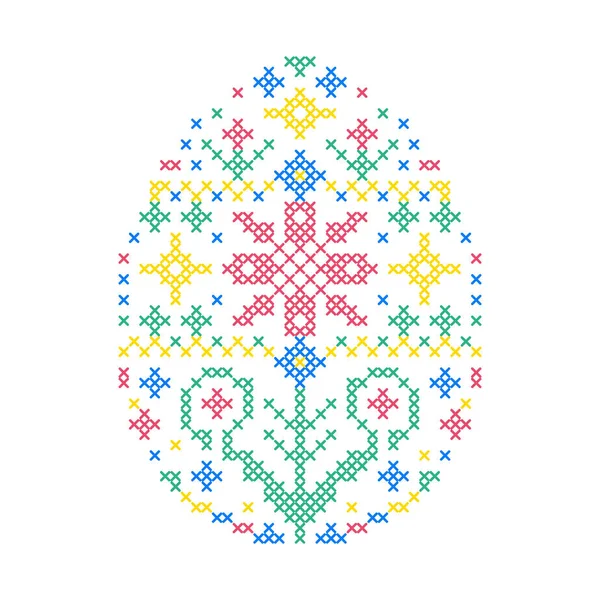 Huevo de Pascua bordado — Vector de stock