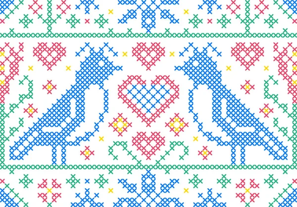Cross Stitch borduurwerk patroon — Stockvector