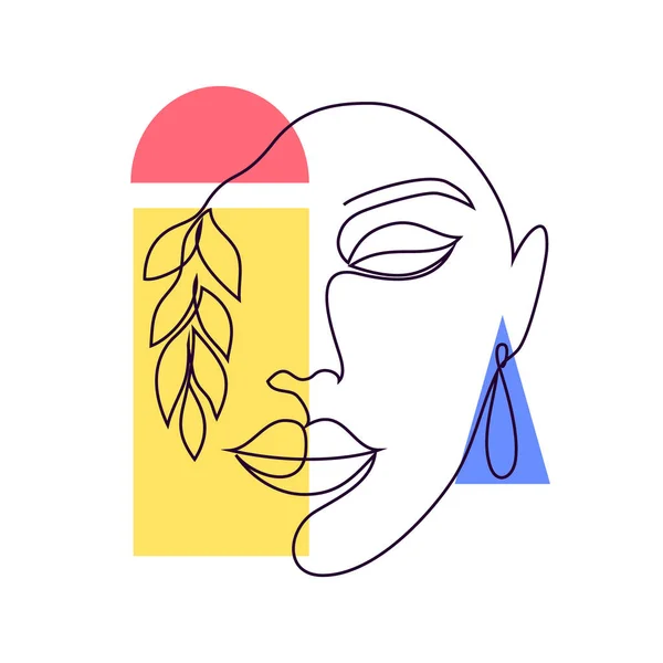 Minimal visage de femme — Image vectorielle