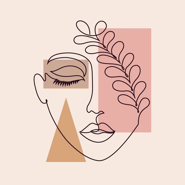 Mínima cara de mujer — Vector de stock