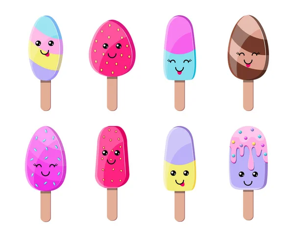 Pegatinas de helado colorido — Vector de stock