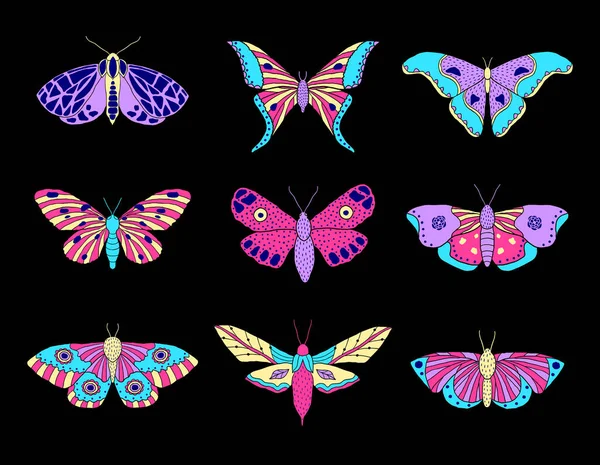 Polillas y mariposas — Vector de stock