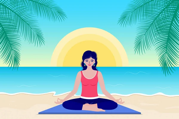 Donna pratica Yoga — Vettoriale Stock