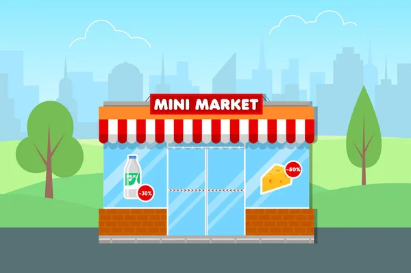 Również mini market sklep — Wektor stockowy