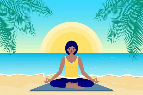 Femme Pratique Yoga — Image vectorielle