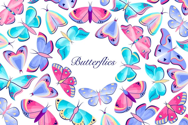 Card with colorful butterflies — Stockvector