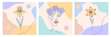 kadın yüz ve çiçekler