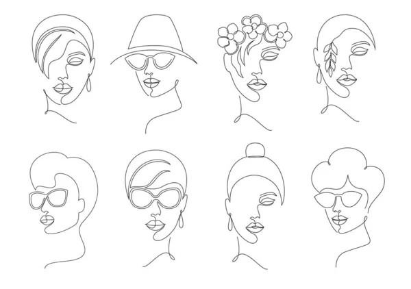 Collection of women faces — Stock Vector