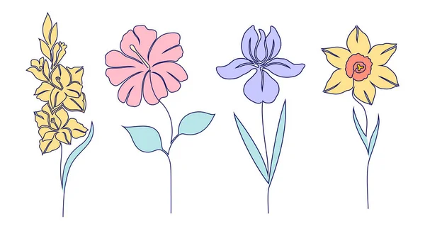 Conjunto de flores — Archivo Imágenes Vectoriales