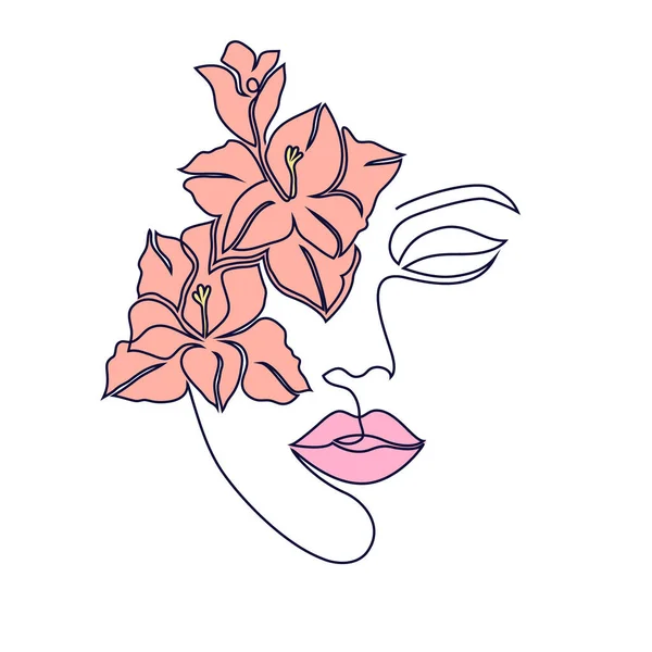 Minimal visage de femme — Image vectorielle