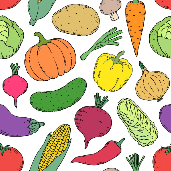 Padrão com legumes desenhados à mão — Vetor de Stock