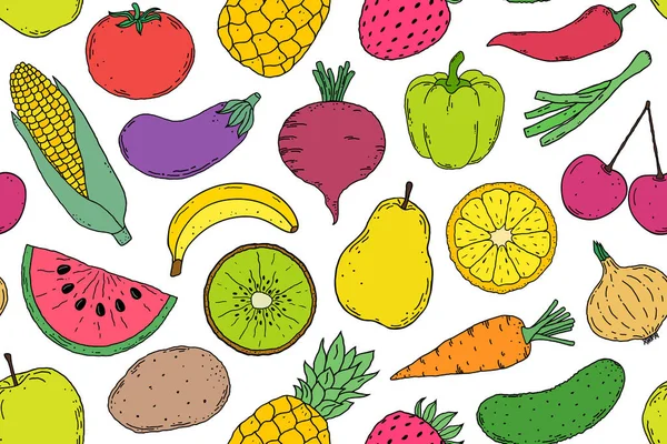 Modèle avec légumes et fruits — Image vectorielle