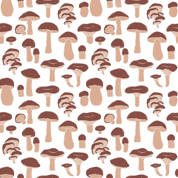 Pattern with hand drawn mushrooms — Stock Vector