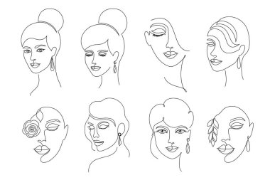 Collection of women faces. vector Collection of women faces. vector