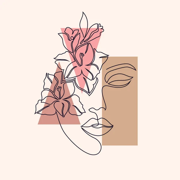 Minimal visage de femme — Image vectorielle