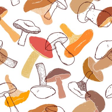 el çizimi mantarlı desen