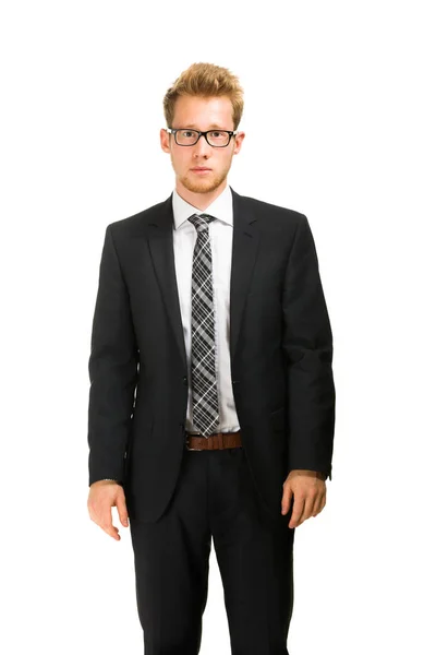 Young, handsome business man wearing black suit. — Stock Photo, Image