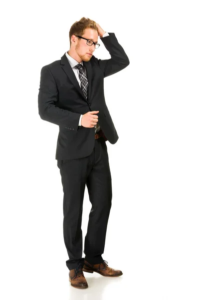 Giovane, bell'uomo d'affari vestito di nero . — Foto Stock