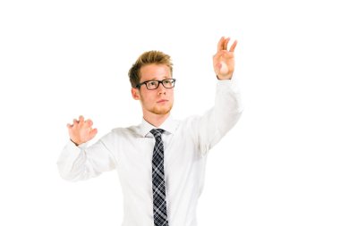 Akıllı bir genç işadamı portresi yarım uzunluk