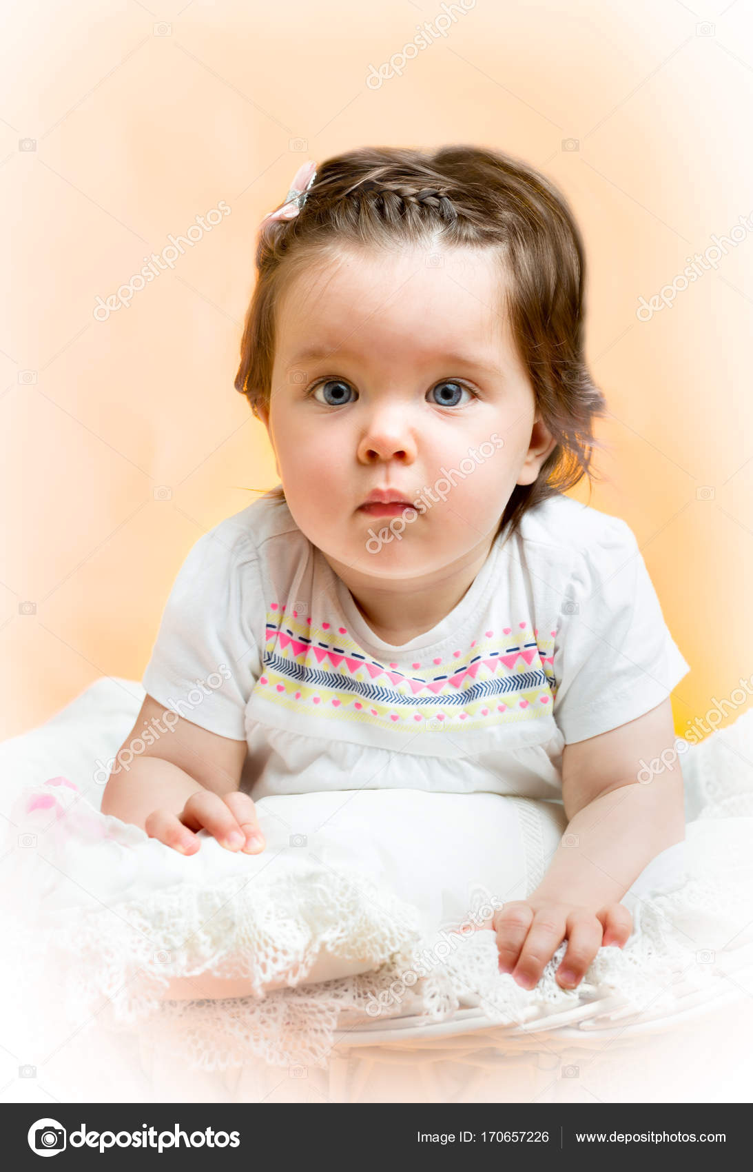 Smiling happy months old baby girl — Stock Photo © Meggan #170657226