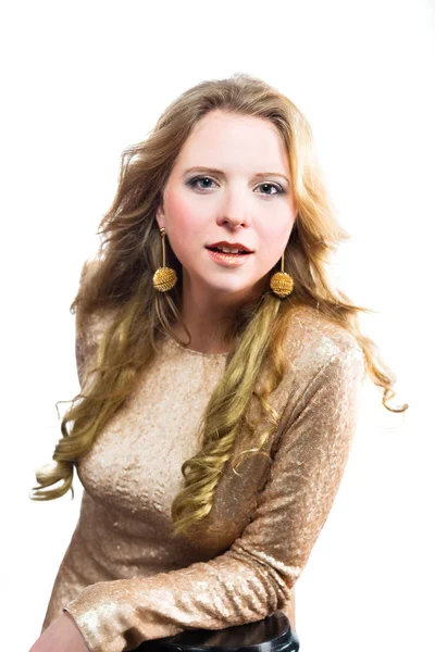 Full portrait of beautiful caucasian blonde girl — Stock Photo, Image