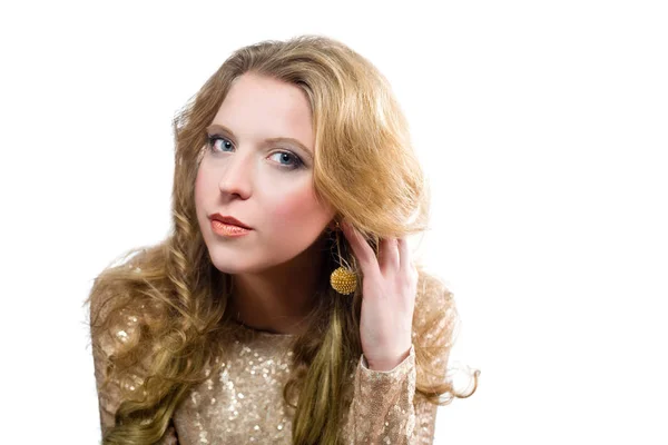 Fullständigt porträtt av vacker kaukasiska blond flicka — Stockfoto