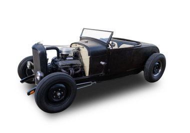 Beyaz arkaplan üzerinde izole edilmiş Retro biçimli araba