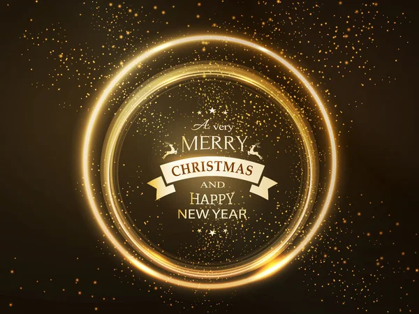 Кругла золота світиться Різдвом кільця — стоковий вектор