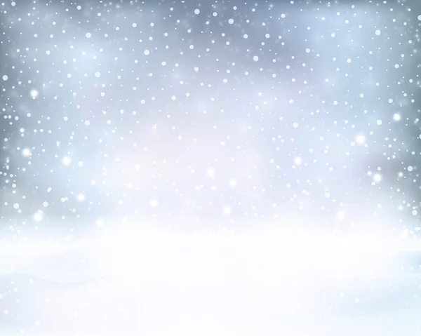 Argent bleu hiver, fond de Noël avec chutes de neige — Image vectorielle
