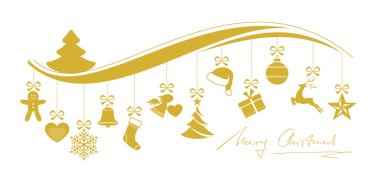Süsler asılı bir dizi ile dalgalı Noel sınır