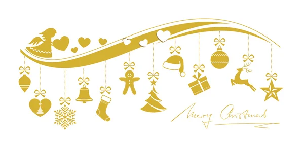 Oro ondulado frontera de Navidad — Vector de stock