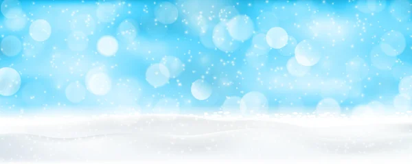 淡蓝色冬季假期散景背景全景 — 图库矢量图片