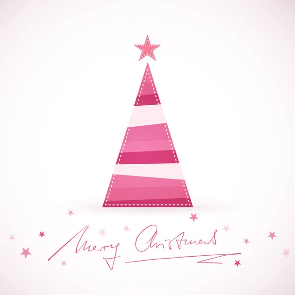 El yazısı Merry Christmas ile modern stilize Noel ağacı — Stok Vektör