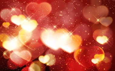 Sevgililer günü, romantik kırmızı bokeh arka plan parlayan ile duymak