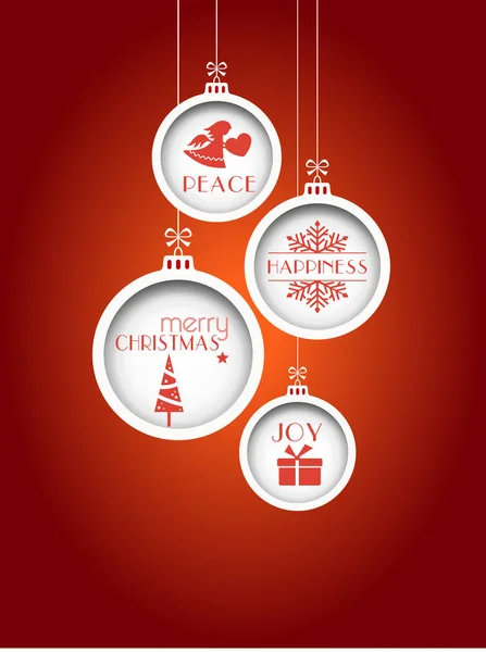 Red Christmas background with hanging baubles Vector Graphics