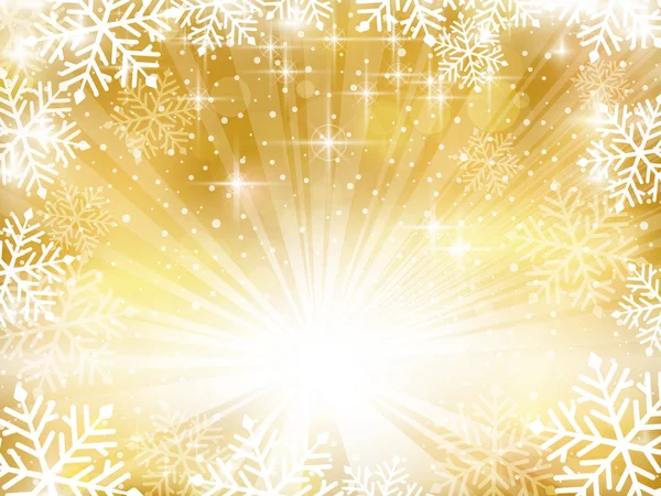 雪の結晶黄金輝くクリスマスの背景 ロイヤリティフリーストックベクター