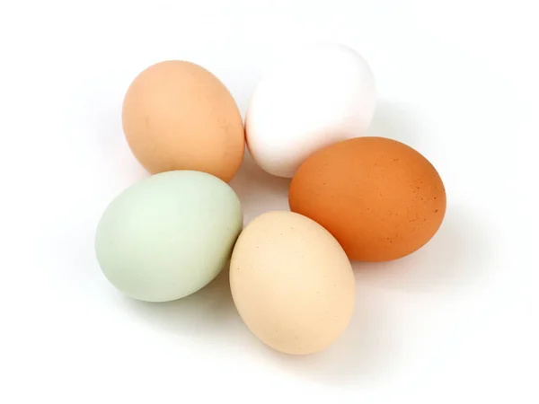 5 色とりどりの有機無料の範囲鶏の卵 — ストック写真